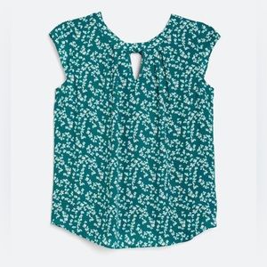 Fortune + Ivy Teal Floral Short Sleeve Blouse